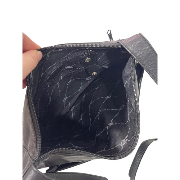 Derek Alexander Black Leather Adjustable Strap Crossbody Bag Medium - Picture 9 of 12
